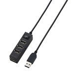 エレコム USBハブ 2.0対応 4ポート ACアダプタ付 2.0m ブラック U2H-TZ420SBK
